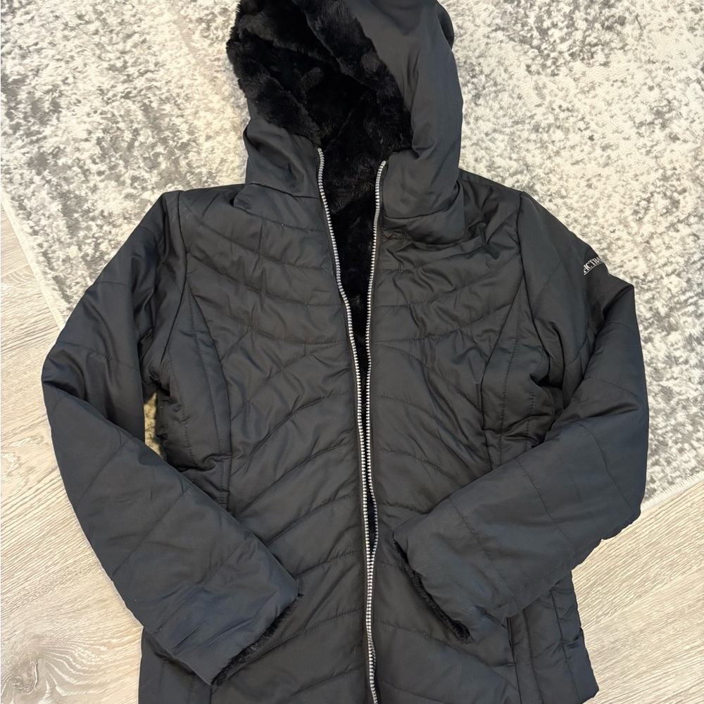 Chic Black Hooded Quilted Jacket-reversible!